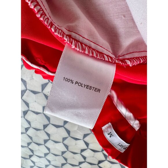 Red Wide-Leg Pleated Pants Medium Tonjori 100% Polyester - Picture 5 of 5